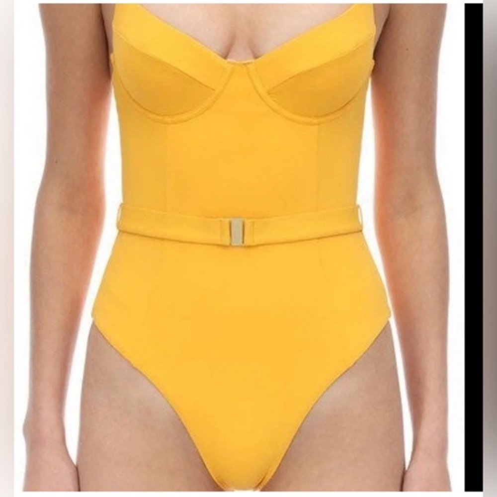 Onia WeWoreWhat Danielle One Piece Bustier Swimsuit in Yellow Size Small